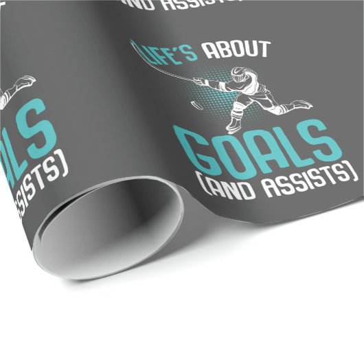 Das Leben dreht sich um Goals Hockey Player Eishoc Geschenkpapier (Rolleneckpunkt)