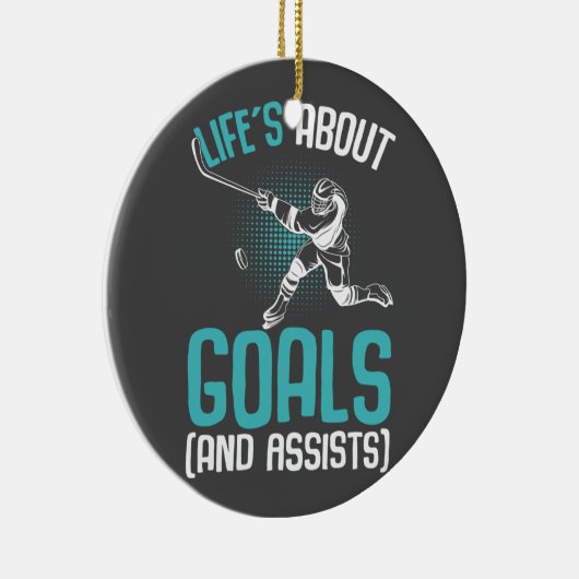 Das Leben dreht sich um Goals Hockey Player Eishoc Keramik Ornament (Rechts)