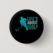 Das Leben dreht sich um Ziele und Assists Hockey P Button (Vorderseite)