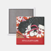 Das Leben einer Katze | Personalisierbares Cat Art Magnet (Vorderseite/Rückseite)