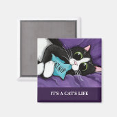 Das Leben einer Katze | Personalisierbares Cat Art Magnet (Vorderseite/Rückseite)