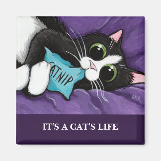 Das Leben einer Katze | Personalisierbares Cat Art Magnet