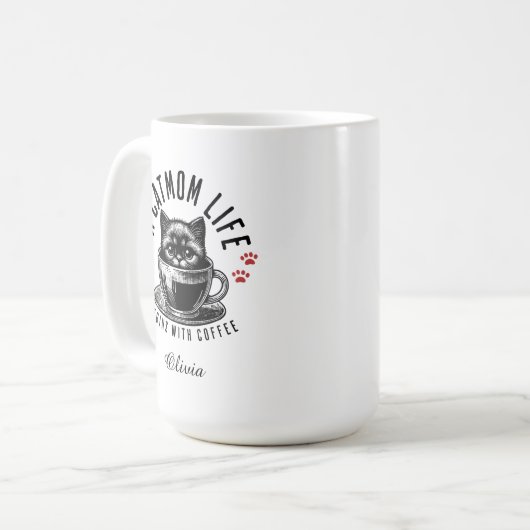 Das Leben einer Katzenmutter beginnt mit Kaffee, I Kaffeetasse (Vorderseite Links)