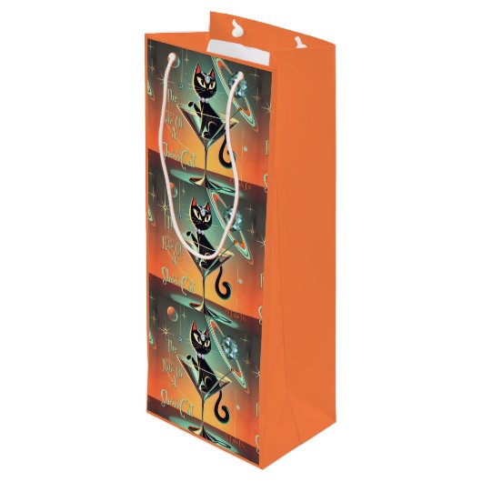 Das Leben einer Showgirl-Katze Geschenktüte Für Weinflaschen (Rückseite Schrägansicht)