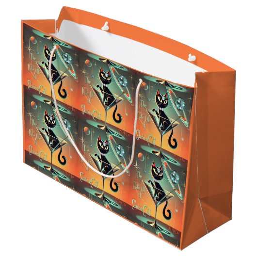 Das Leben einer Showgirl-Katze Große Geschenktüte (Rückseite Schrägansicht)