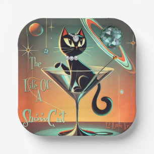 Das Leben einer Showgirl-Katze Pappteller