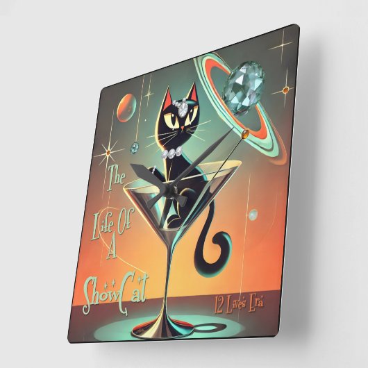 Das Leben einer Showgirl-Katze Quadratische Wanduhr (Winkel)