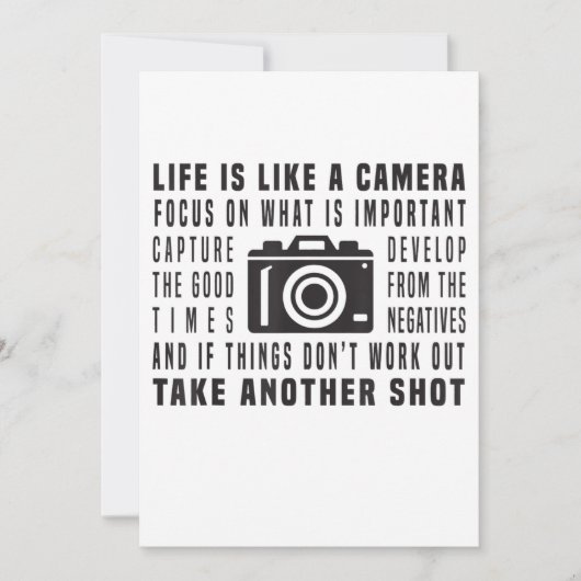 Das Leben eines Fotografen ist wie eine Fotografie Ankündigung (Vorderseite)