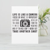 Das Leben eines Fotografen ist wie eine Fotografie Ankündigung (Stehend Vorderseite)