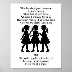 DAS LEBEN EINES KINDES - 100 Jahre Zitat Poster