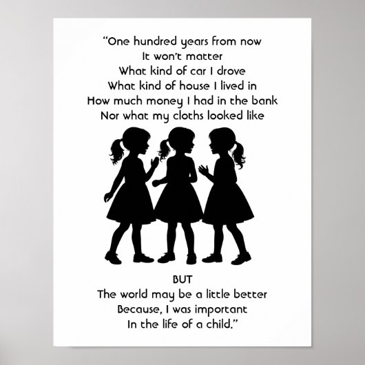 DAS LEBEN EINES KINDES - 100 Jahre Zitat Poster (Vorne)