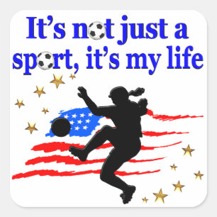 DAS LEBEN EINES US SOCCER PLAYER DESIGN QUADRATISCHER AUFKLEBER