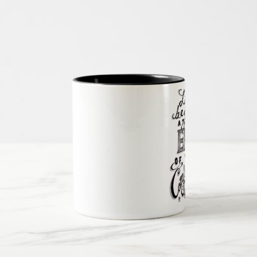 "das Leben fängt am Ende Ihrer Kuschelecke " an Zweifarbige Tasse (Mittel)