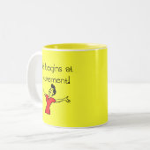 Das Leben fängt am Ruhestand an! Spaß-Geschenke Zweifarbige Tasse (Vorderseite Links)