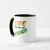 Das Leben fängt am Ruhestand an Tasse (Vorderseite Links)
