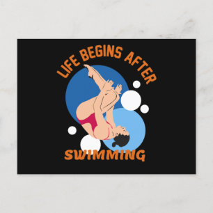 Das Leben fängt nach dem Schwimmen an - perfekte S Postkarte