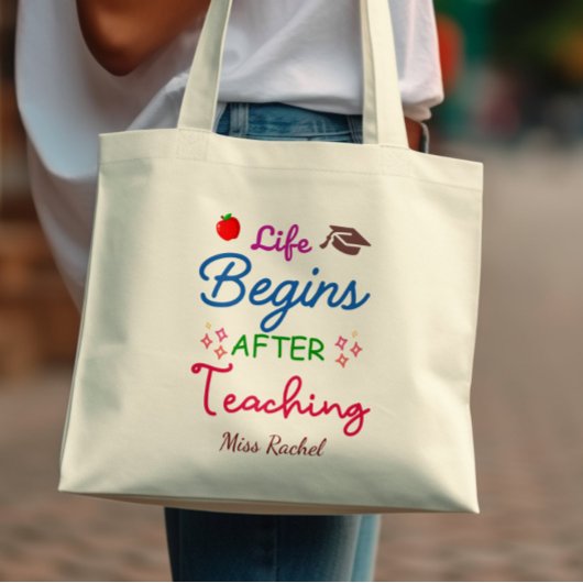 Das Leben fängt nach dem Unterrichten moderner Leh Tragetasche