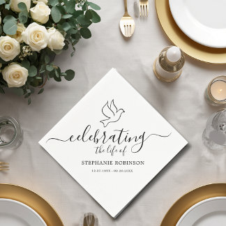 Das Leben feiern Taube Elegant Schrift Trauerfeier Serviette