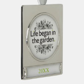 Das Leben fing im Garten an Banner-Ornament Silber (Rechts)