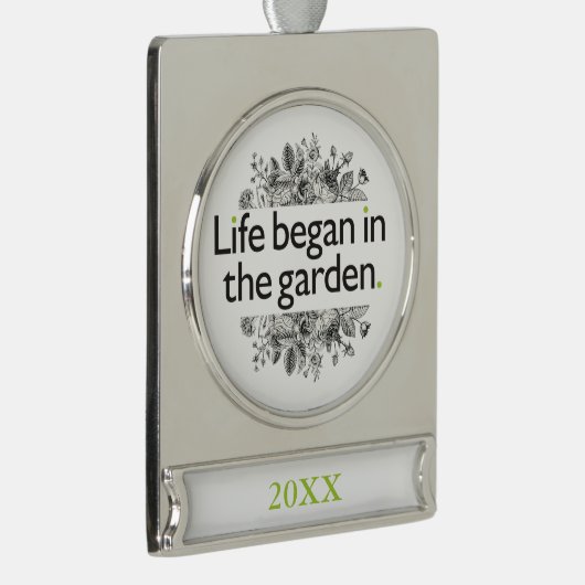 Das Leben fing im Garten an Banner-Ornament Silber (Rechts)