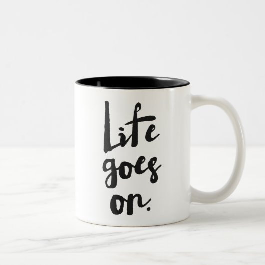 Das Leben geht weiter | Schwarze Rustikale Moderne Kaffeetasse (Rechts)