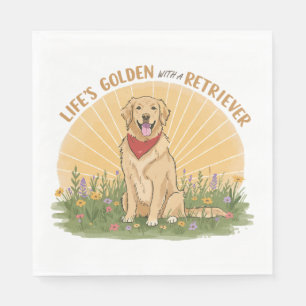 Das Leben golden mit einem Niedlichen Retriever - Serviette