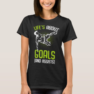 Das Leben handelt von Zielen Fußballspieler Jungen T-Shirt