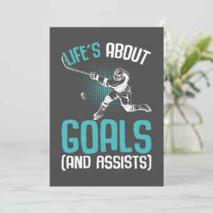 Das Leben handelt von Zielen Hockey Spieler Eishoc Einladung