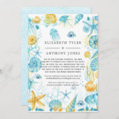 Das Leben in Blau und Gelb Meer ist für Hochzeitsg Ankündigung (Vorne/Hinten)