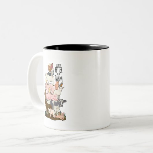Das Leben in der Landwirtschaft ist besser Zweifarbige Tasse (Vorderseite Links)