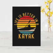 Das Leben in einem Kajak Retro ist besser Karte (Gelbe Blume)