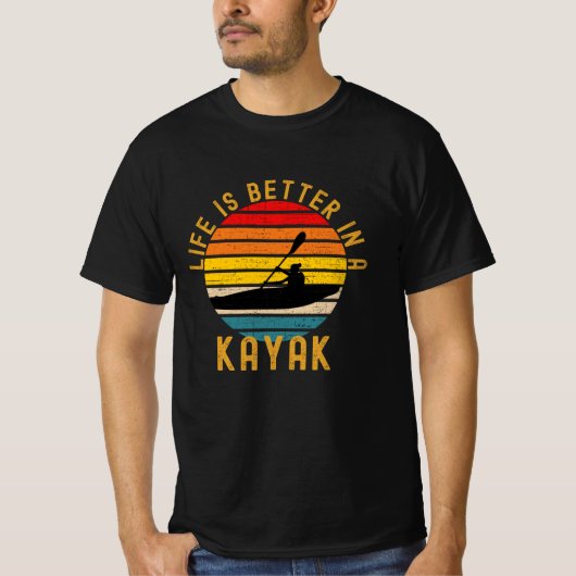 Das Leben in einem Kajak Retro ist besser T-Shirt (Vorderseite)