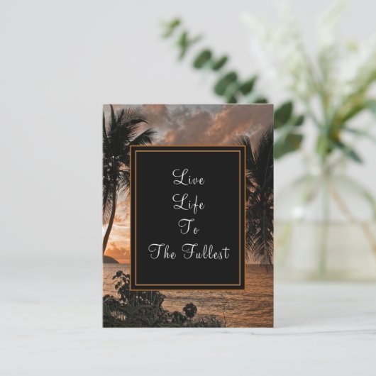 Das Leben in einem tropischen Strand Postkarte (Stehend Vorderseite)