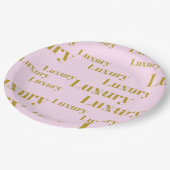 Das Leben in Luxus pink und Gold Pappteller (Schrägansicht)