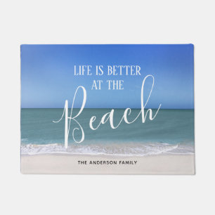 Das Leben ist am schönen Foto des Strand- besser Fußmatte