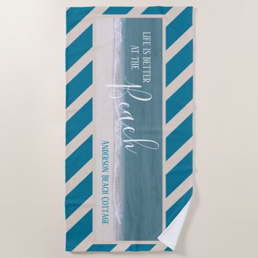 Das Leben ist am schönen Foto des Strand-| besser Strandtuch (Vorderseite)