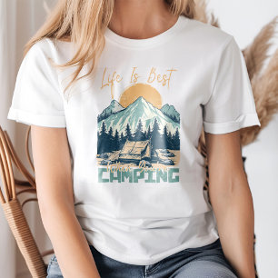 "Das Leben ist am schönsten beim Campen" Retro-Ber T-Shirt