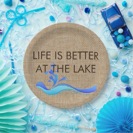 Das Leben ist am See-Leinwand-Papier-Teller besser Pappteller (Party)