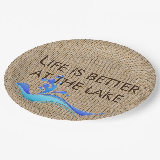 Das Leben ist am See-Leinwand-Papier-Teller besser Pappteller (Schrägansicht)