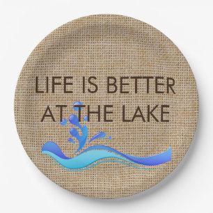 Das Leben ist am See-Leinwand-Papier-Teller besser Pappteller