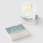 Das Leben ist am | Wasser-und Sand-Foto des Steinuntersetzer (Seitenansicht)