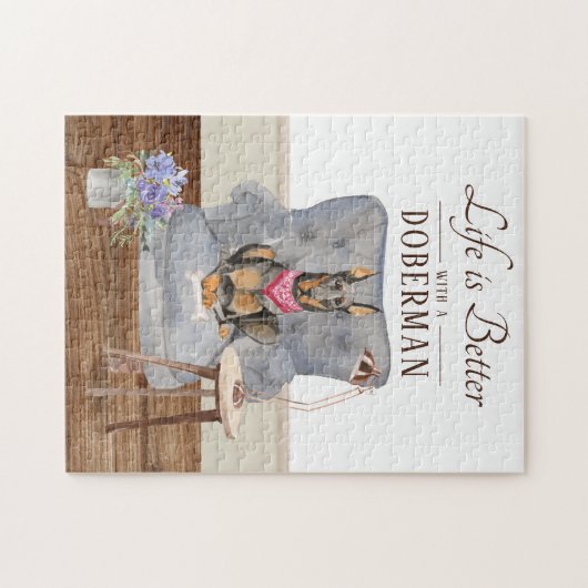 Das Leben ist bei einem Doberman Puzzle (Horizontal)