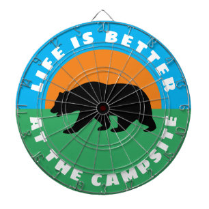 Das Leben ist besser am Campingplatz-Bär-Dartboard Dartscheibe