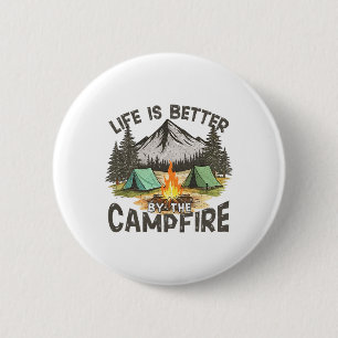 Das Leben ist besser am Lagerfeuer Berg Camping Ou Button