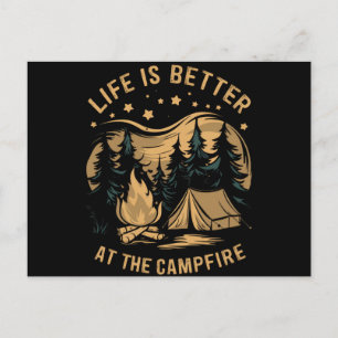 Das Leben ist besser am Lagerfeuer Camper Camp Cam Postkarte