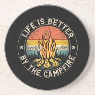 Das Leben ist besser am Lagerfeuer Camping Lagerfe Getränkeuntersetzer