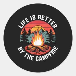 Das Leben ist besser am Lagerfeuer Camping Pfadfin Runder Aufkleber