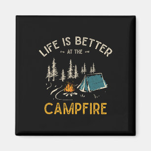 Das Leben ist besser am Lagerfeuer Lustiger Camper Magnet