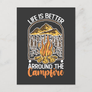 Das Leben ist besser am Lagerfeuer Reise Einladungspostkarte