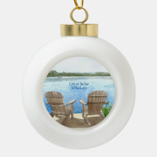 Das Leben ist besser am See Keramik Ball Weihnacht Kugel-Ornament